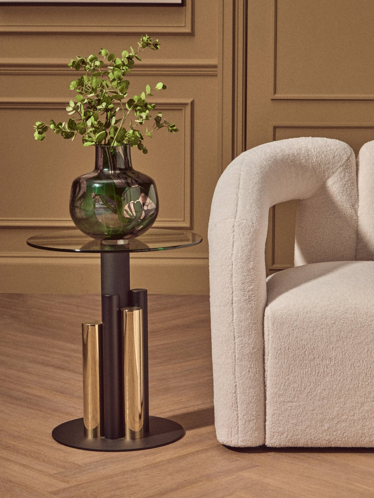 Oria Glass Gold And Black Base Side Table | Luxury Home Accessories | Heulog Glow