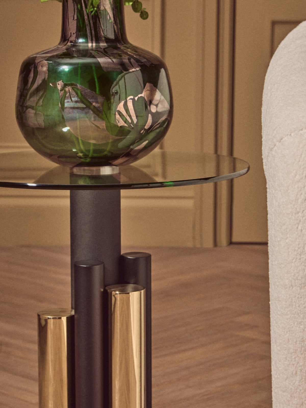 Oria Glass Gold And Black Base Side Table | Luxury Home Accessories | Heulog Glow