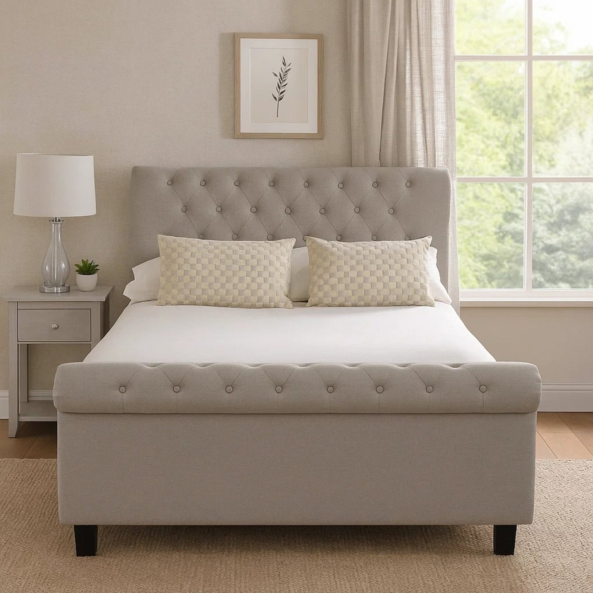 Orlando Light Grey Ottoman Double Bed | Luxury Home Accessories | Heulog Glow