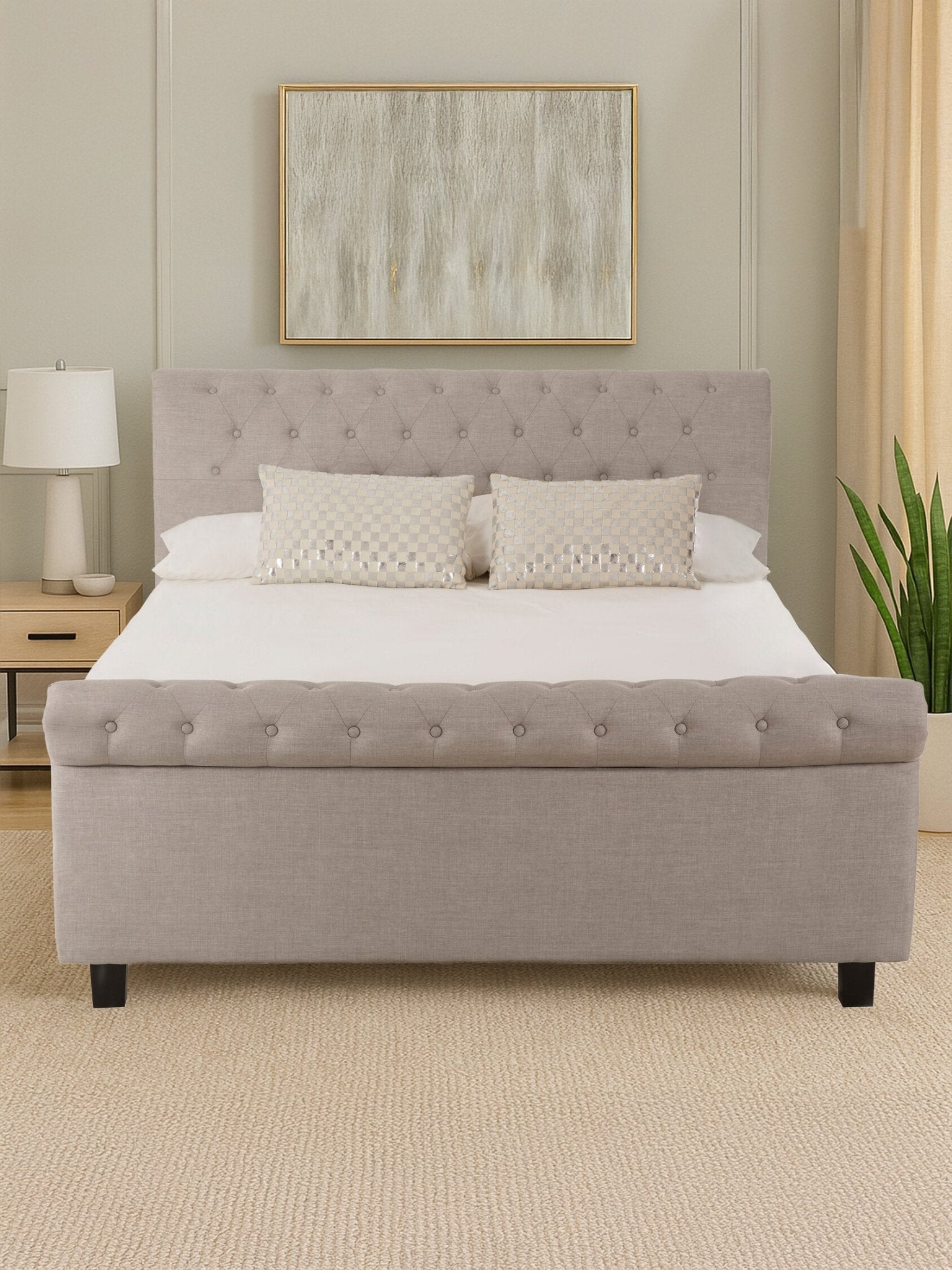 Orlando Light Grey Ottoman King Bed | Luxury Home Accessories | Heulog Glow