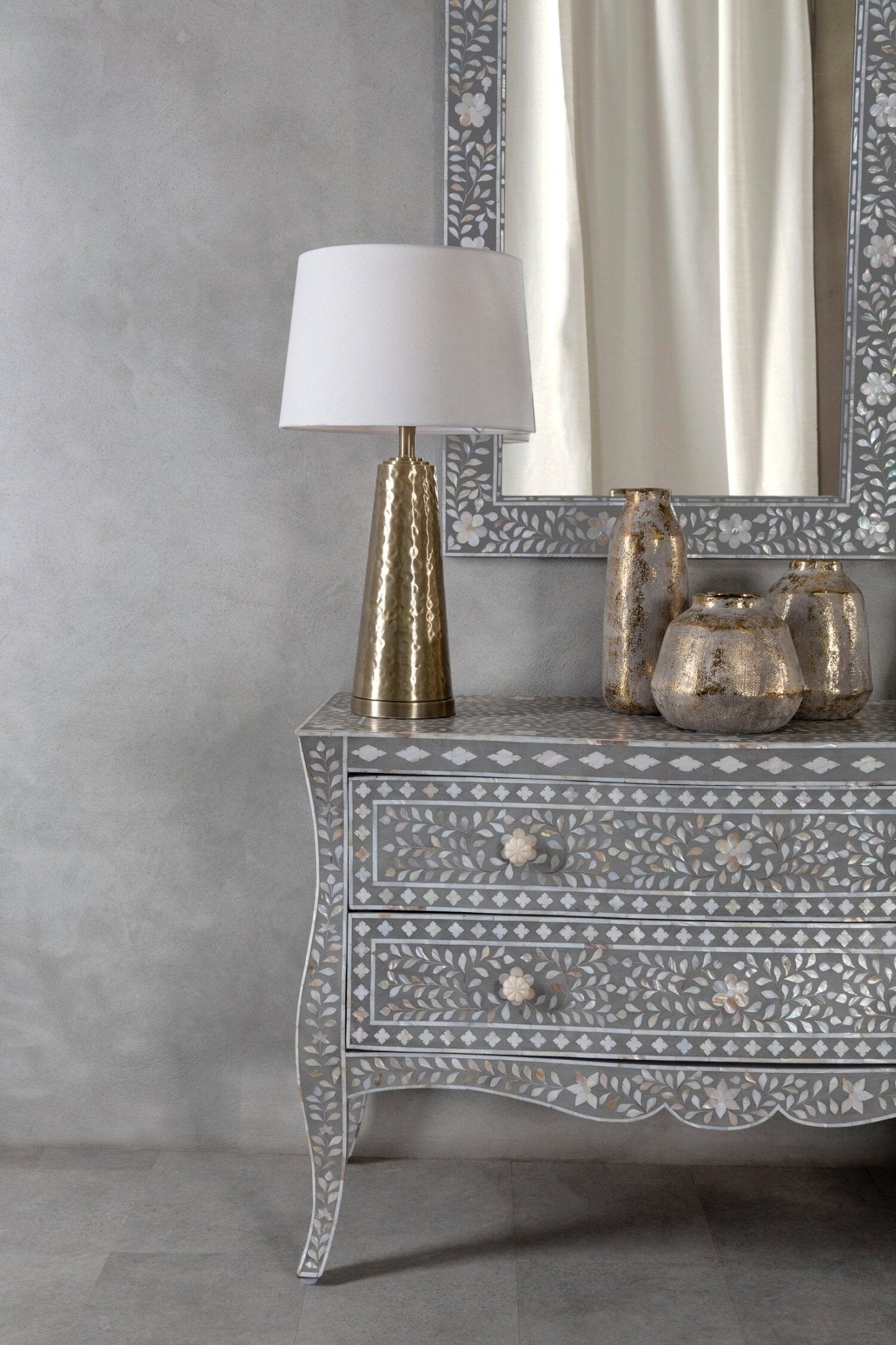 Orvena Small Grey And Gold Ceramic Vase | Luxury Home Accessories | Heulog Glow