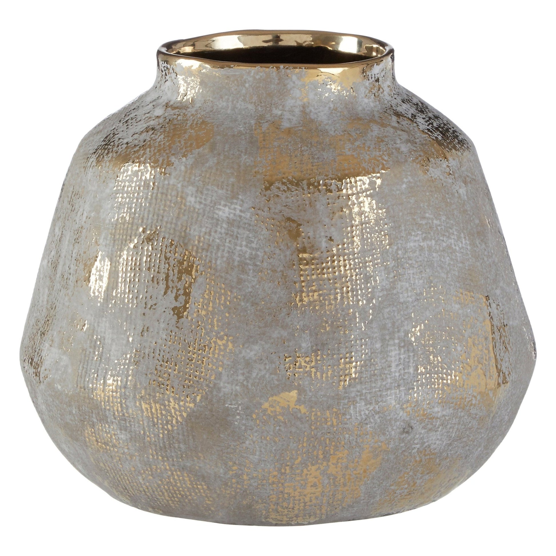 Orvena Small Grey And Gold Ceramic Vase | Luxury Home Accessories | Heulog Glow