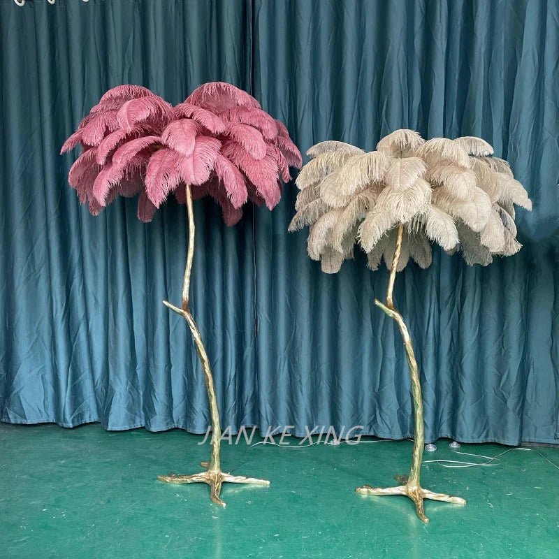 Ostrich Feather Floor Lamp for Living Room | Luxury Home Accessories | Heulog Glow