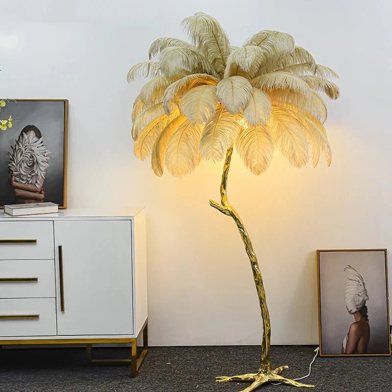 Ostrich Feather Floor Lamp for Living Room | Luxury Home Accessories | Heulog Glow