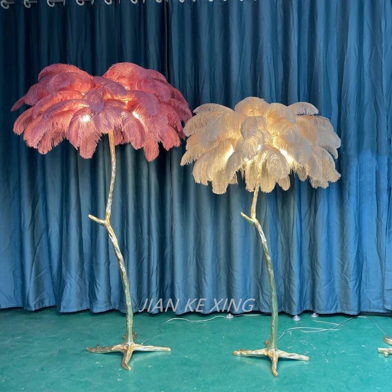 Ostrich Feather Floor Lamp for Living Room | Luxury Home Accessories | Heulog Glow