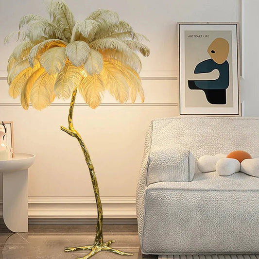Ostrich Feather Floor Lamp for Living Room | Luxury Home Accessories | Heulog Glow