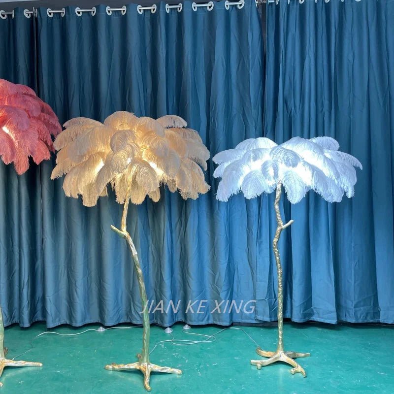 Ostrich Feather Floor Lamp for Living Room | Luxury Home Accessories | Heulog Glow