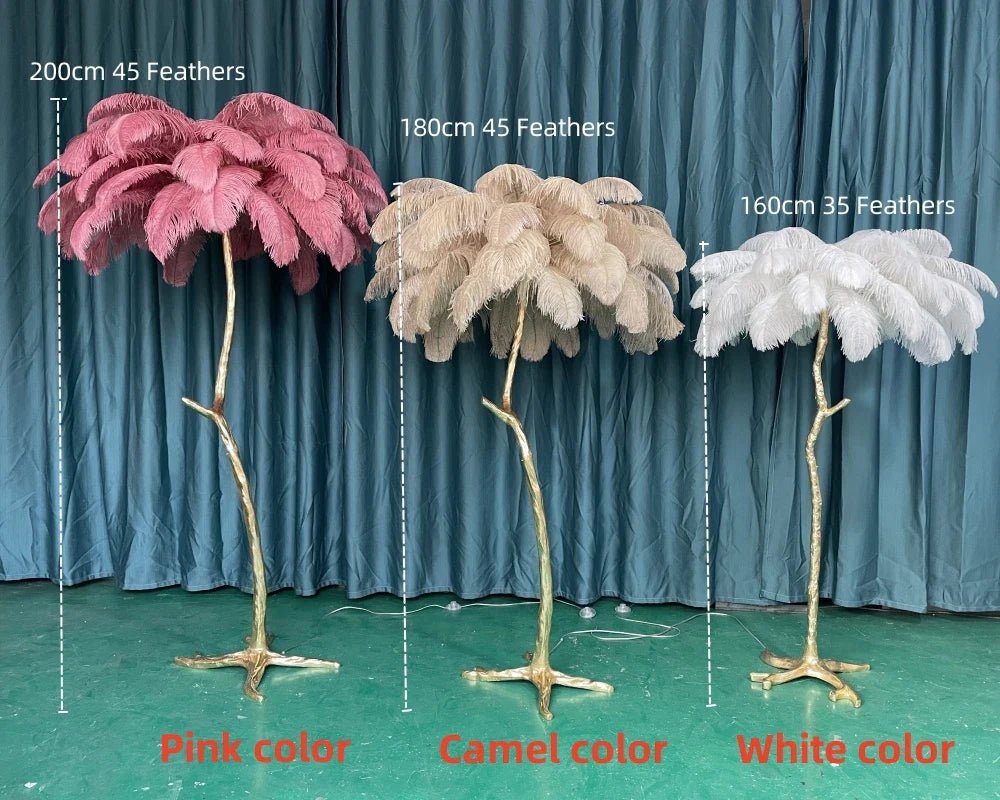 Ostrich Feather Floor Lamp for Living Room | Luxury Home Accessories | Heulog Glow