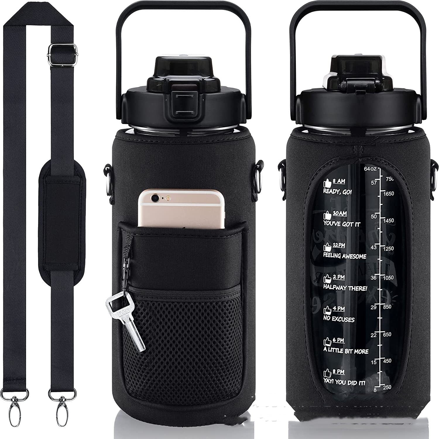 Outdoor Portable Travel With Scale Transparent Water Bottle Cup Set | Luxury Home Accessories | Heulog Glow