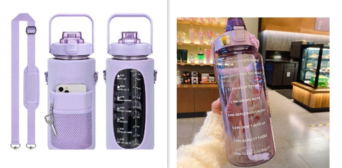 Outdoor Portable Travel With Scale Transparent Water Bottle Cup Set | Luxury Home Accessories | Heulog Glow