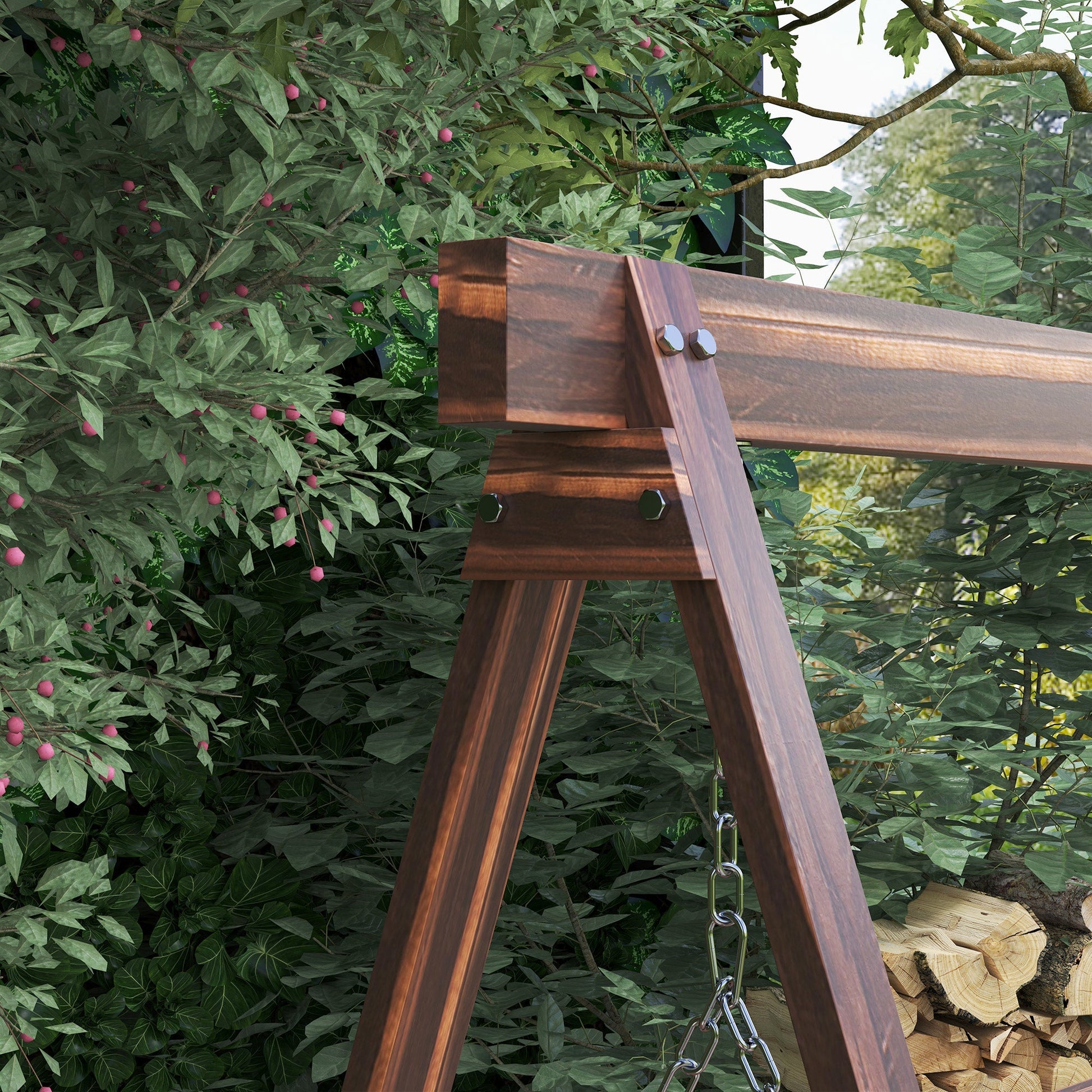 Outsunny 3 Seater Wooden Garden Swing Chair with Side Tables | Luxury Home Accessories | Heulog Glow