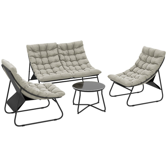 Outsunny 4 PC Garden Furniture Set with Loveseat, Chairs, Table | Luxury Home Accessories | Heulog Glow