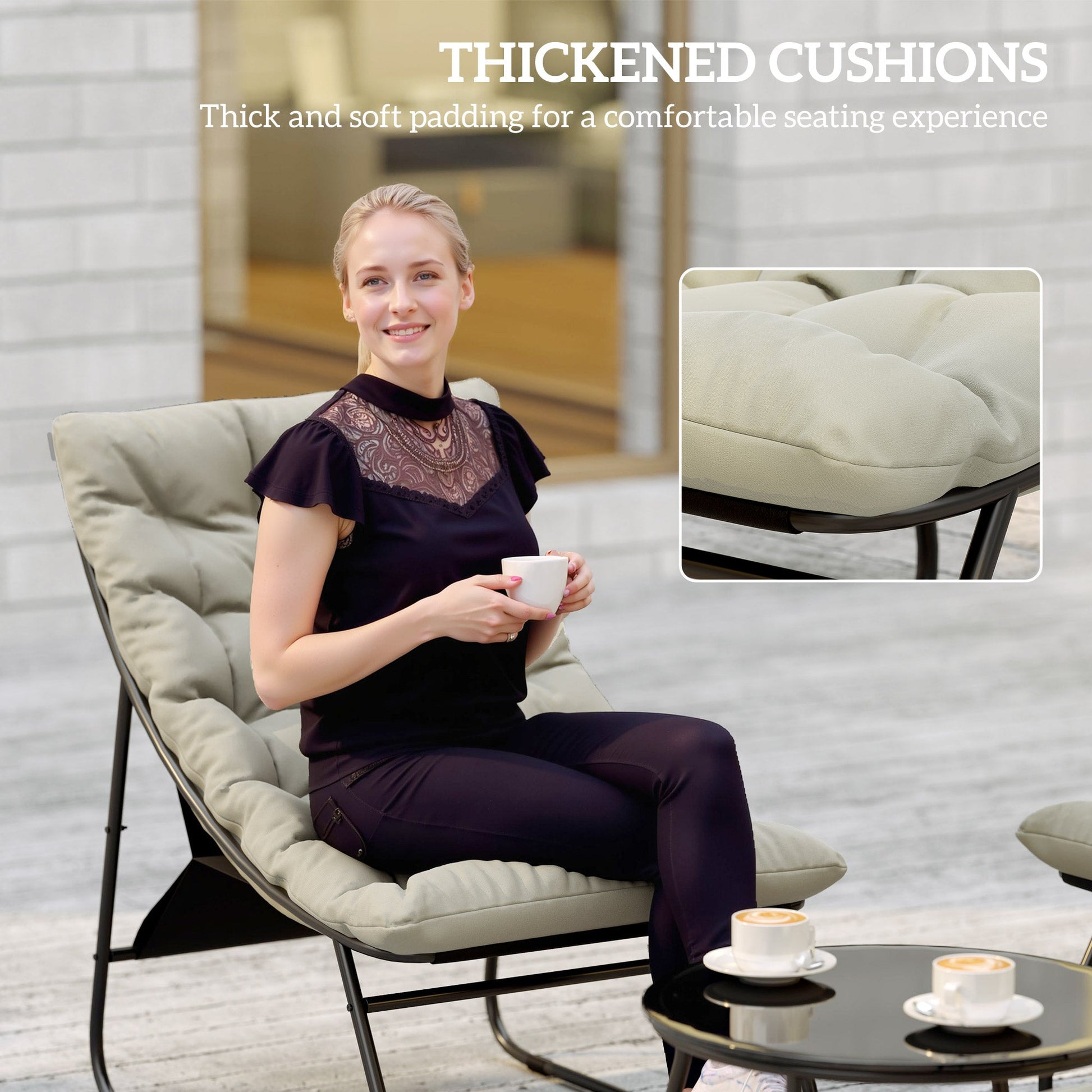 Outsunny 4 PC Garden Furniture Set with Loveseat, Chairs, Table | Luxury Home Accessories | Heulog Glow
