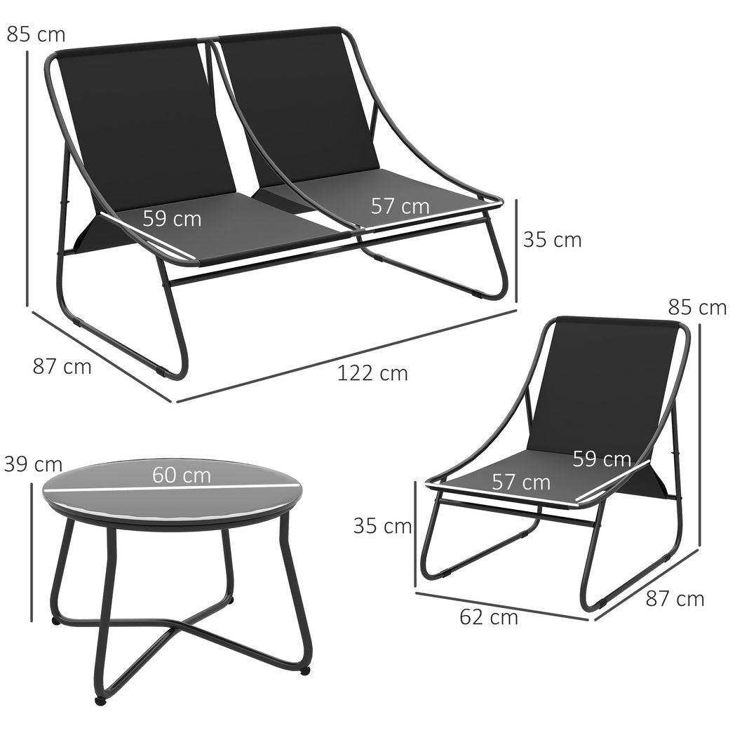 Outsunny 4 PC Garden Furniture Set with Loveseat, Chairs, Table | Luxury Home Accessories | Heulog Glow