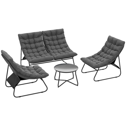 Outsunny 4 PC Garden Furniture Set with Loveseat, Chairs, Table | Luxury Home Accessories | Heulog Glow