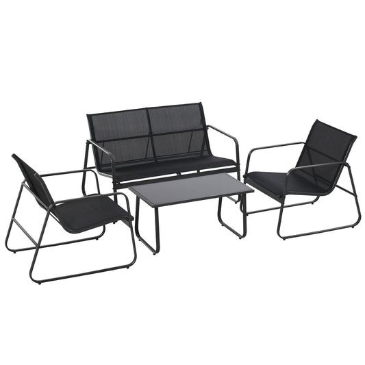 Outsunny 4 Piece Garden Furniture Set Patio Sofa Set w/ Chairs, Glass Top Table | Luxury Home Accessories | Heulog Glow