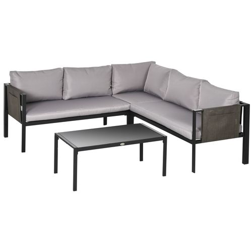 Outsunny 4 Piece Garden Furniture Set w/ Breathable Mesh Pocket, Light Grey | Luxury Home Accessories | Heulog Glow