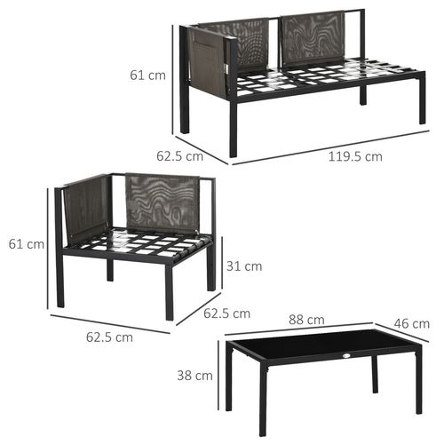 Outsunny 4 Piece Garden Furniture Set w/ Breathable Mesh Pocket, Light Grey | Luxury Home Accessories | Heulog Glow