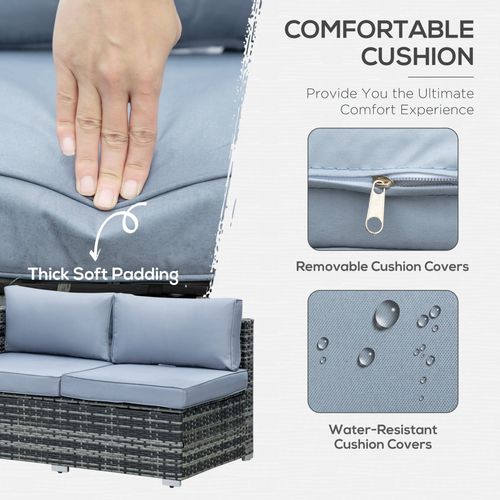 Outsunny 4 Pieces Rattan Furniture Sofa Set Chair w/ Corner Sofa Loveseat Grey | Luxury Home Accessories | Heulog Glow