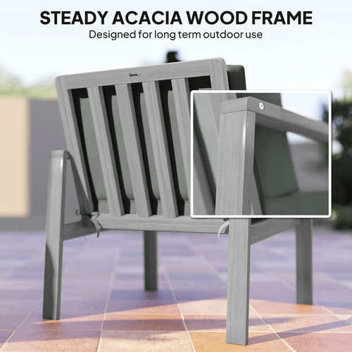 Outsunny 4 Pieces Wooden Garden Furniture Set with Cushions | Luxury Home Accessories | Heulog Glow