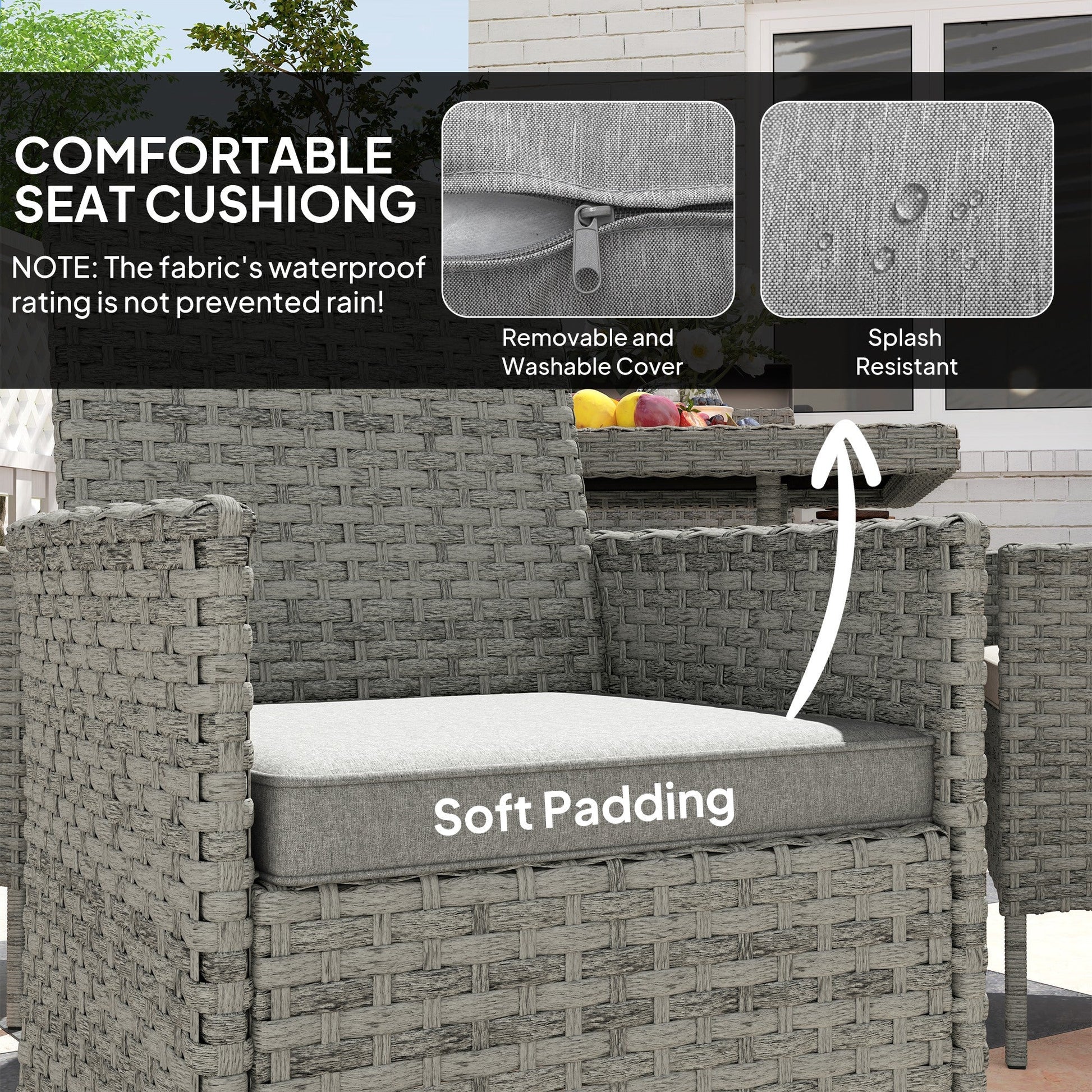 Outsunny 4 Seater Rattan Garden Furniture Set with Cushion | Luxury Home Accessories | Heulog Glow