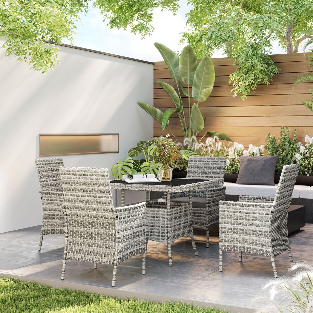 Outsunny 4 Seater Rattan Garden Furniture Set with Cushion | Luxury Home Accessories | Heulog Glow