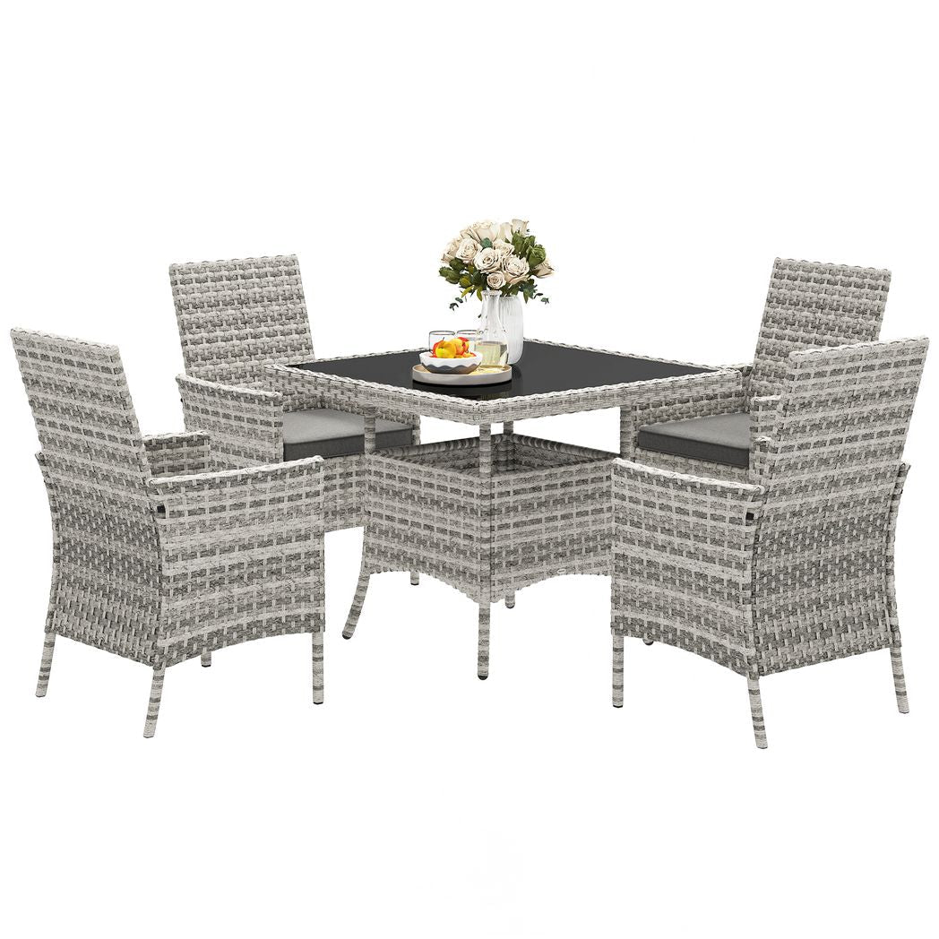 Outsunny 4 Seater Rattan Garden Furniture Set with Cushion | Luxury Home Accessories | Heulog Glow
