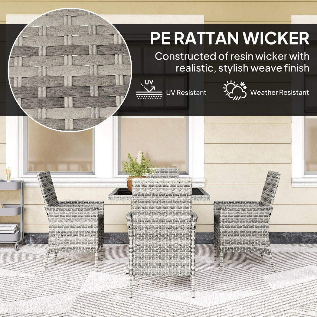 Outsunny 4 Seater Rattan Garden Furniture Set with Cushion | Luxury Home Accessories | Heulog Glow