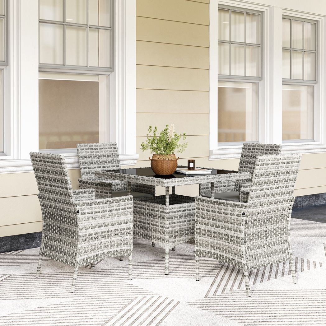 Outsunny 4 Seater Rattan Garden Furniture Set with Cushion | Luxury Home Accessories | Heulog Glow