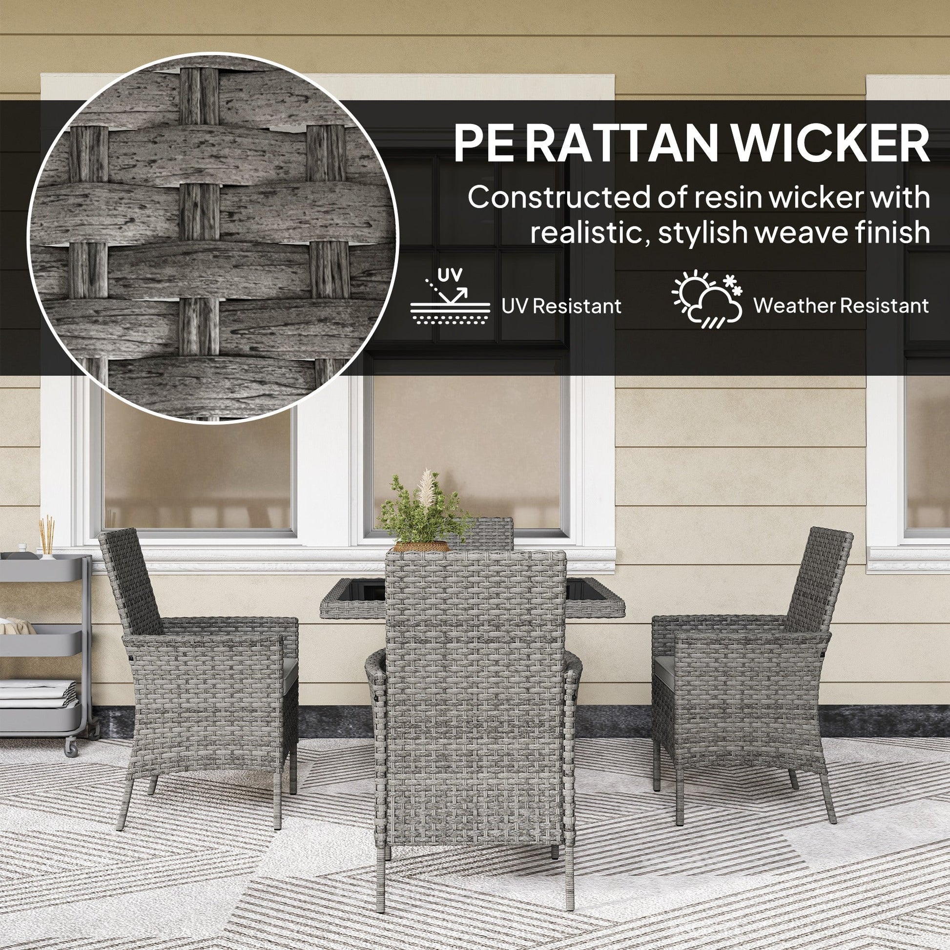 Outsunny 4 Seater Rattan Garden Furniture Set with Cushion | Luxury Home Accessories | Heulog Glow