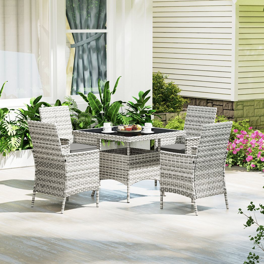 Outsunny 4 Seater Rattan Garden Furniture Set with Cushion | Luxury Home Accessories | Heulog Glow