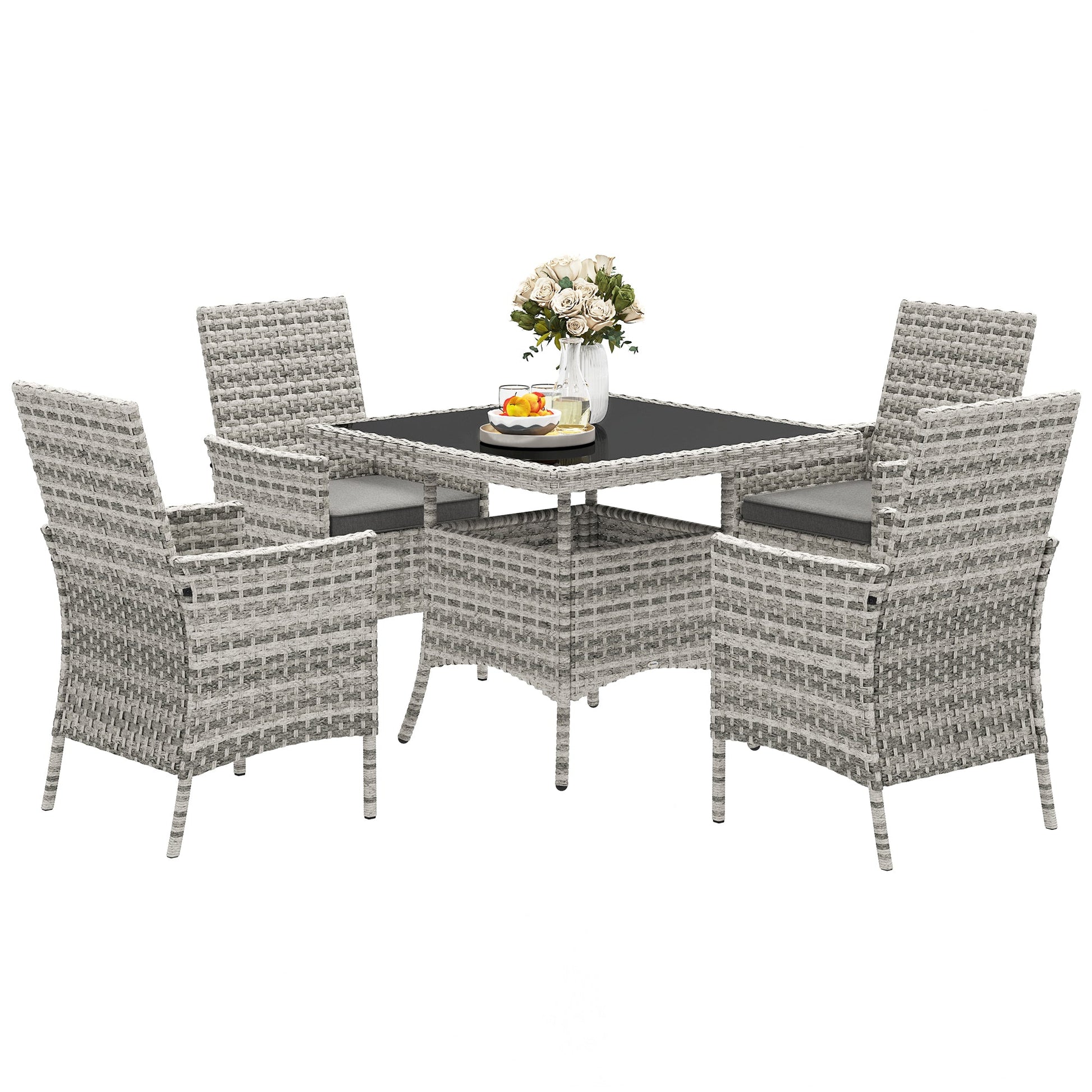 Outsunny 4 Seater Rattan Garden Furniture Set with Cushion | Luxury Home Accessories | Heulog Glow