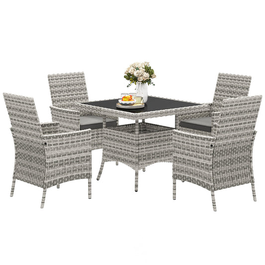 Outsunny 4 Seater Rattan Garden Furniture Set with Cushion | Luxury Home Accessories | Heulog Glow