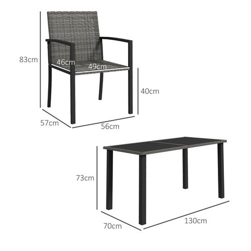 Outsunny 4 Seater Rattan Garden Furniture Set with Glass Tabletop - Grey | Luxury Home Accessories | Heulog Glow