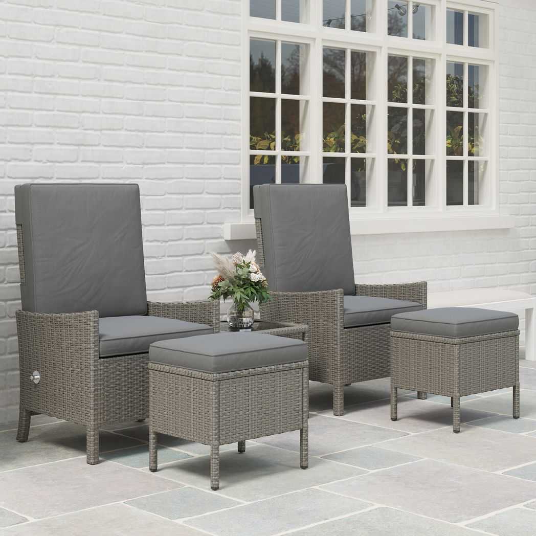 Outsunny 5 PCS Rattan Garden Furniture Set w/ Cushions | Luxury Home Accessories | Heulog Glow