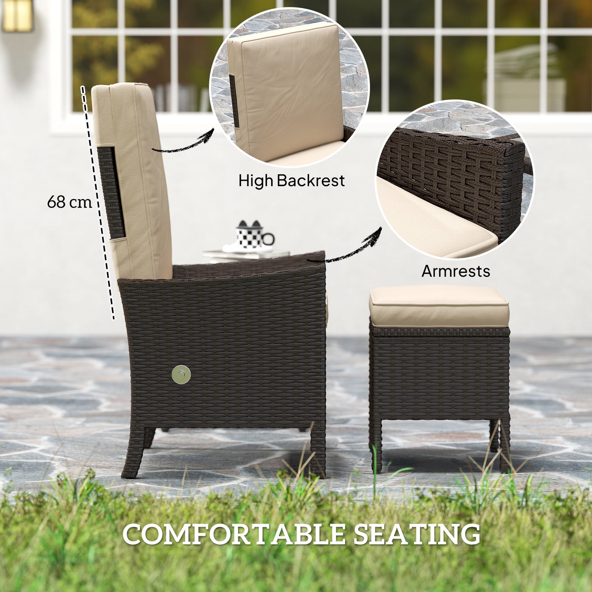 Outsunny 5 PCS Rattan Garden Furniture Set w/ Cushions | Luxury Home Accessories | Heulog Glow