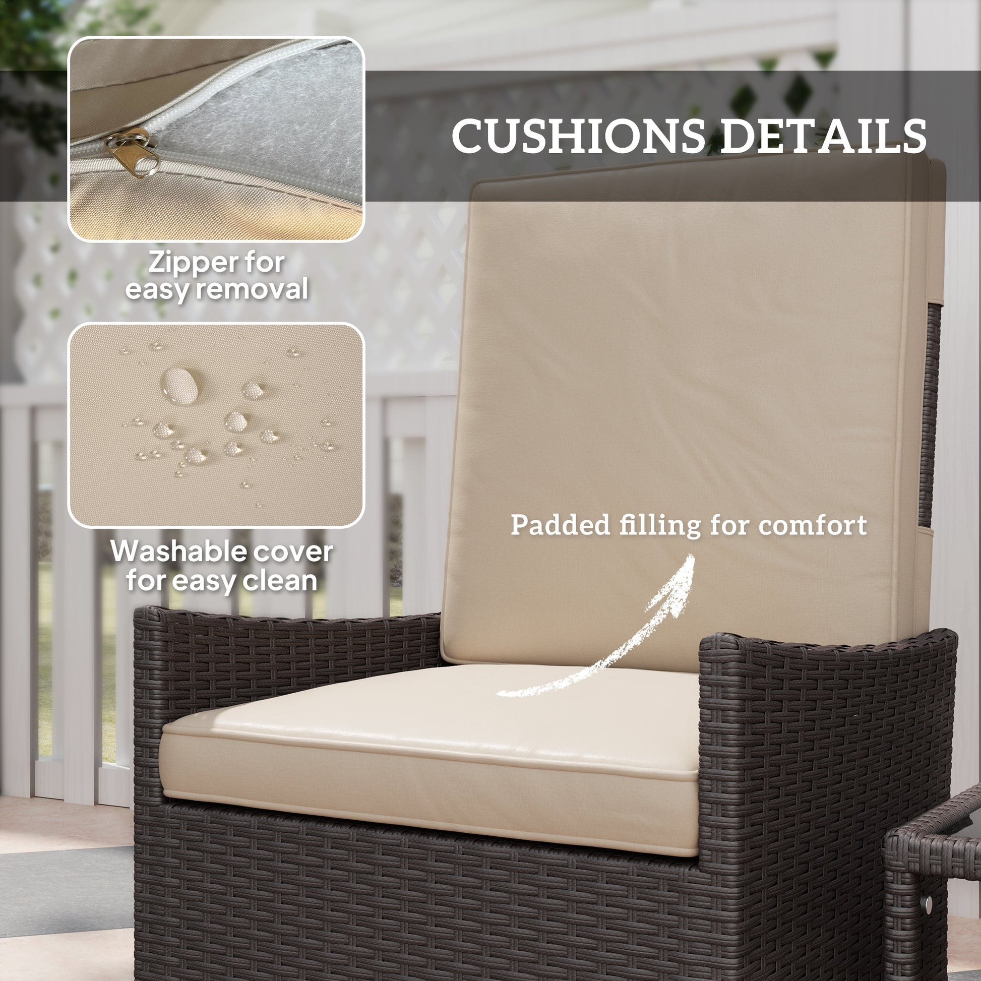 Outsunny 5 PCS Rattan Garden Furniture Set w/ Cushions | Luxury Home Accessories | Heulog Glow