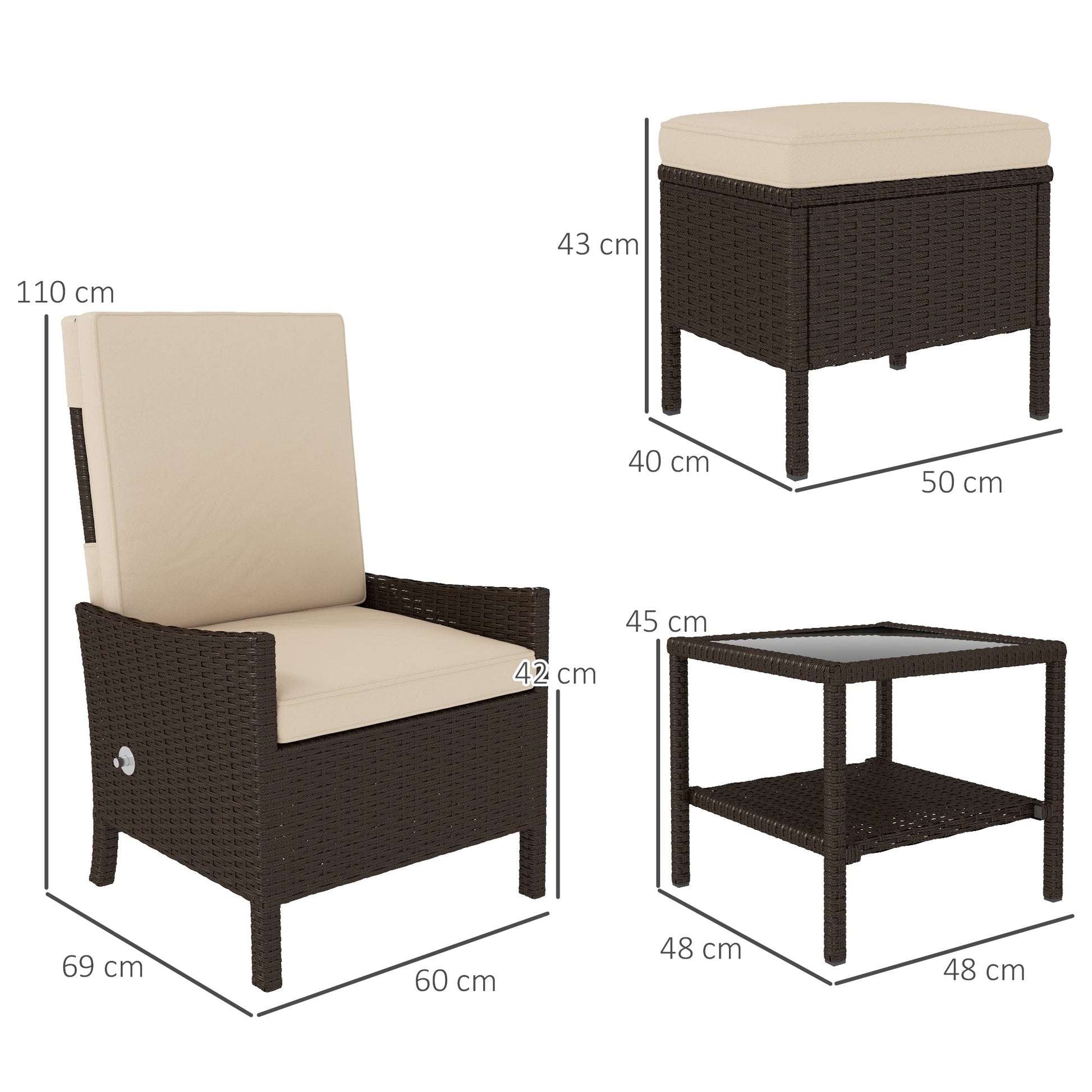 Outsunny 5 PCS Rattan Garden Furniture Set w/ Cushions | Luxury Home Accessories | Heulog Glow