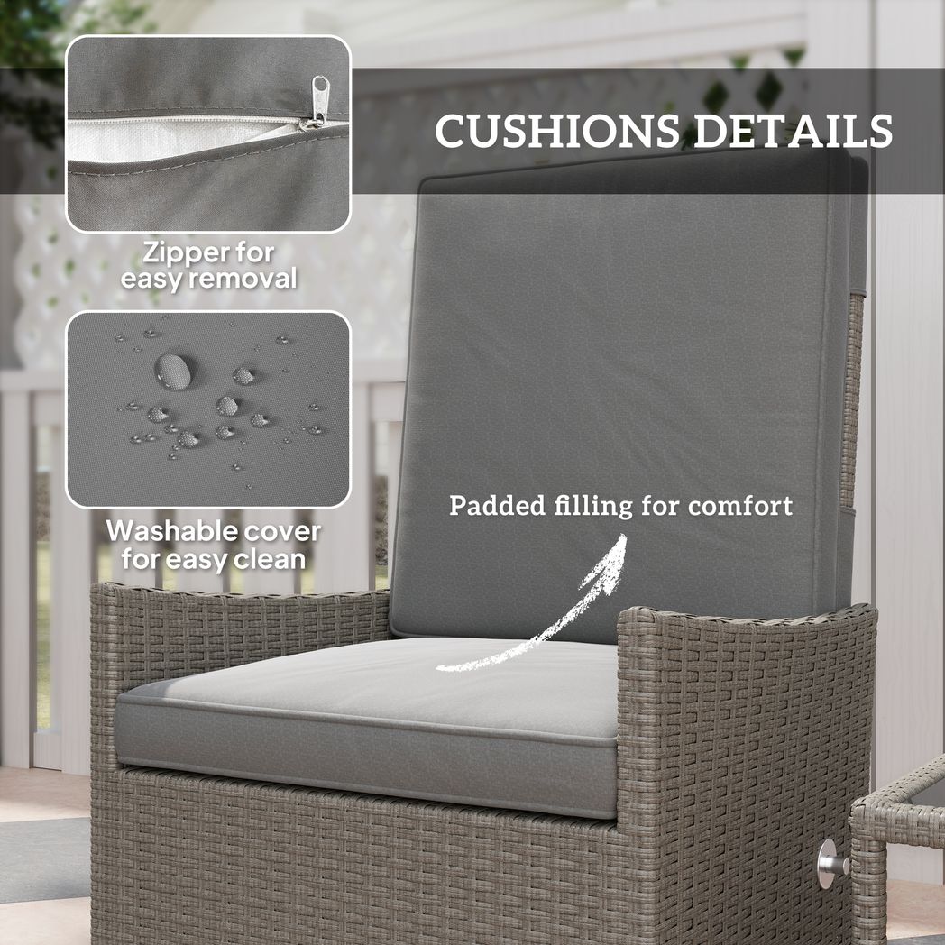 Outsunny 5 PCS Rattan Garden Furniture Set w/ Cushions | Luxury Home Accessories | Heulog Glow