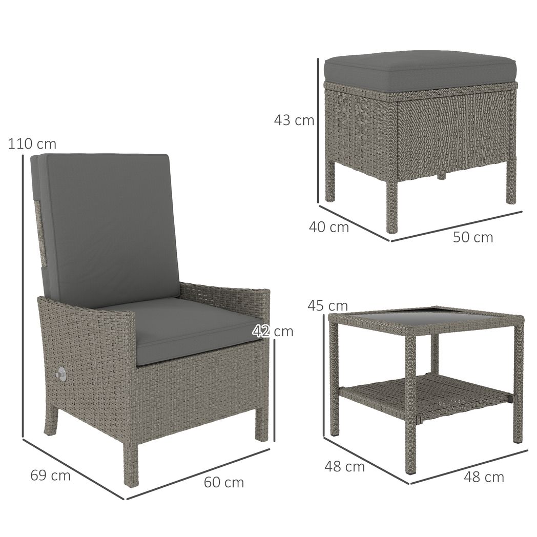 Outsunny 5 PCS Rattan Garden Furniture Set w/ Cushions | Luxury Home Accessories | Heulog Glow