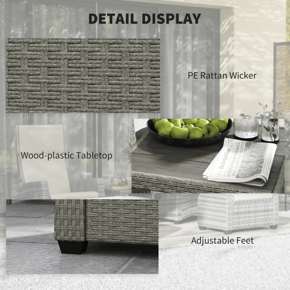 Outsunny 5 PCs Rattan Garden Furniture Set with Reclining Chairs | Luxury Home Accessories | Heulog Glow