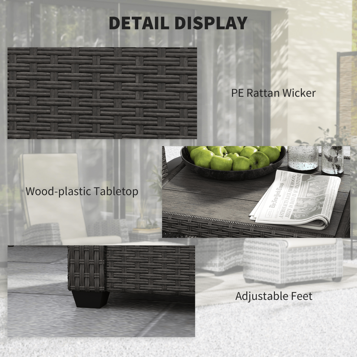 Outsunny 5 PCs Rattan Garden Furniture Set with Reclining Chairs, Brown | Luxury Home Accessories | Heulog Glow