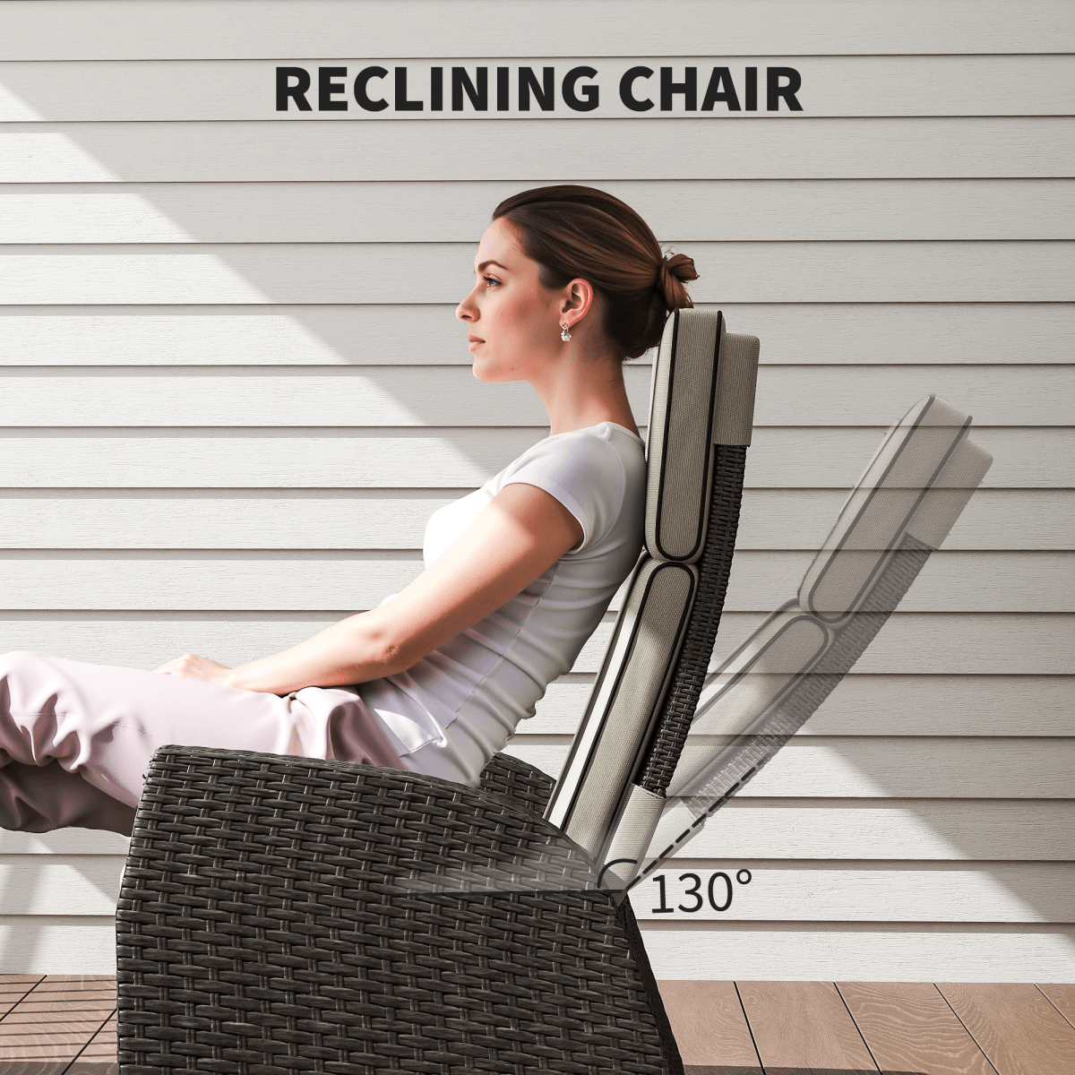 Outsunny 5 PCs Rattan Garden Furniture Set with Reclining Chairs, Brown | Luxury Home Accessories | Heulog Glow
