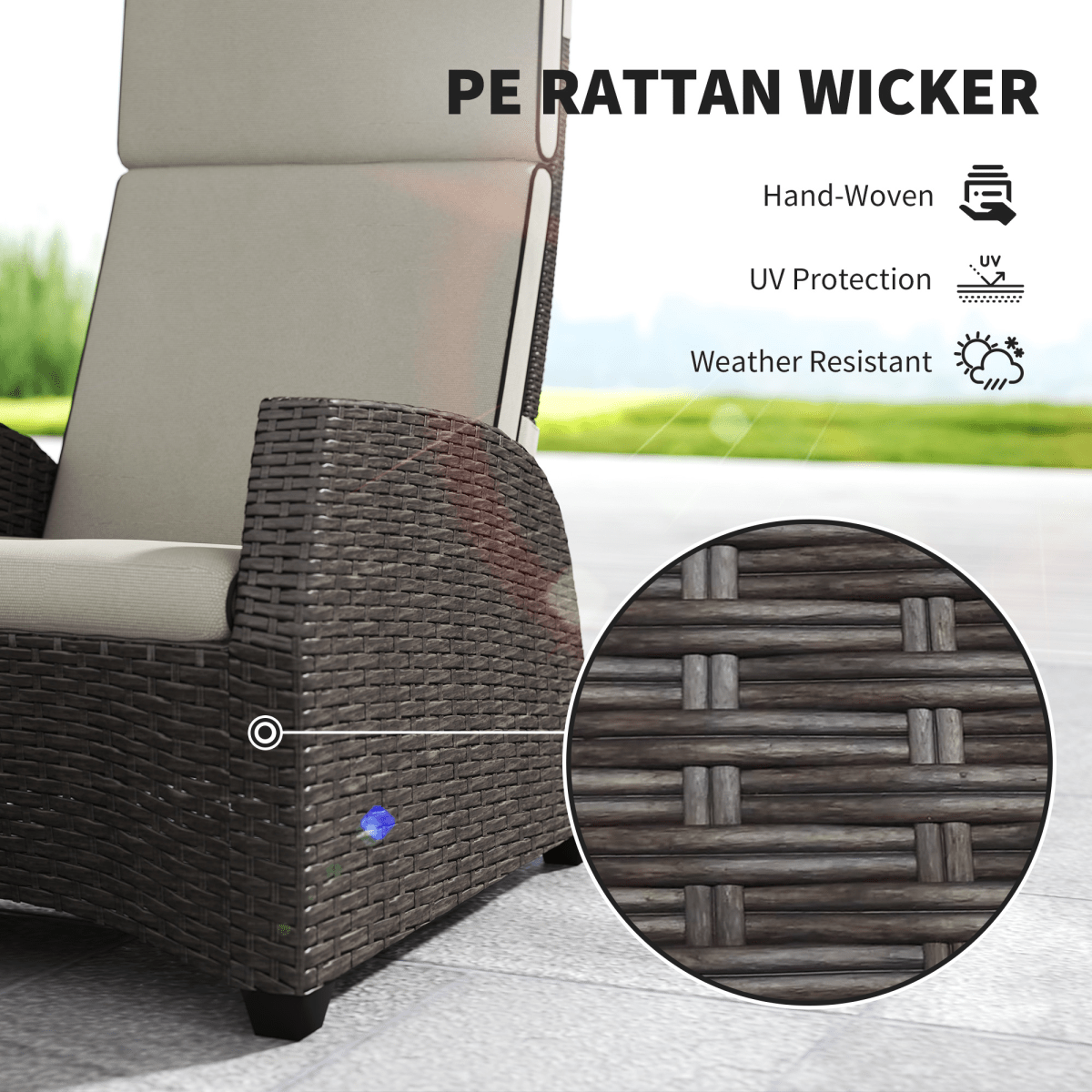 Outsunny 5 PCs Rattan Garden Furniture Set with Reclining Chairs, Brown | Luxury Home Accessories | Heulog Glow