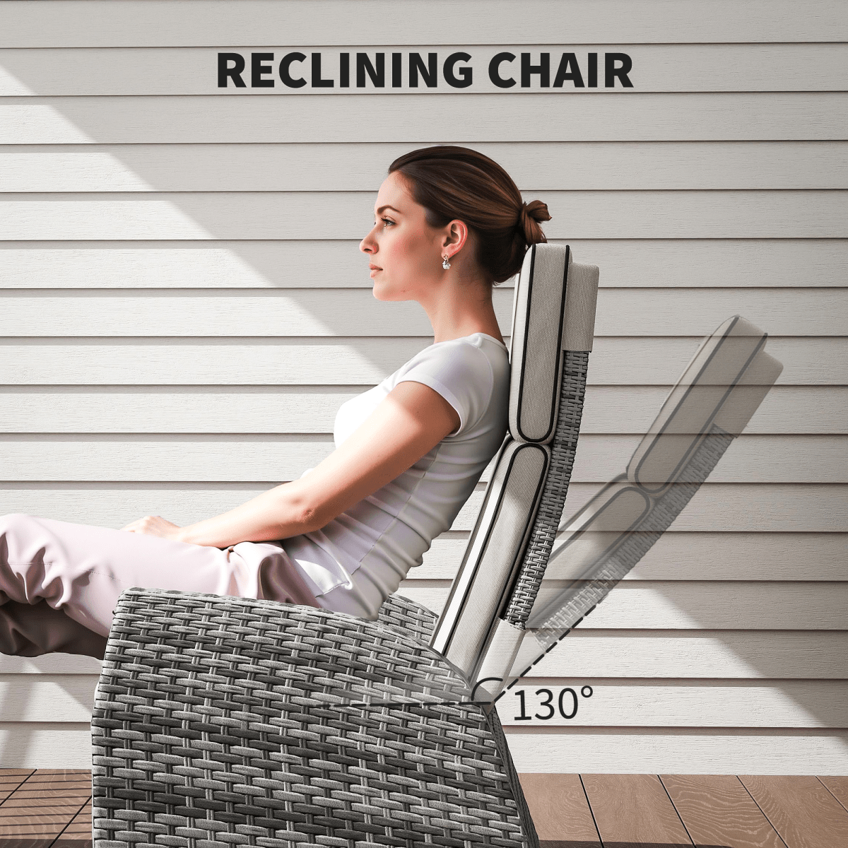 Outsunny 5 PCs Rattan Garden Furniture Set with Reclining Chairs, Grey | Luxury Home Accessories | Heulog Glow