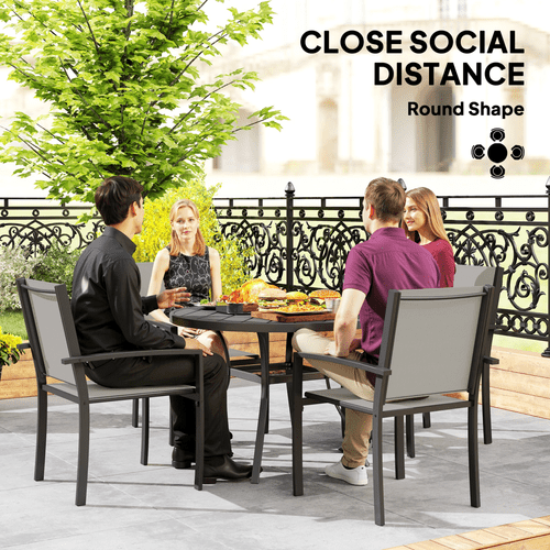 Outsunny 5 Piece Garden Furniture Set with Round Table & 4 Stackable Chairs | Luxury Home Accessories | Heulog Glow