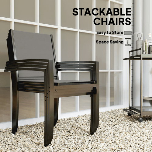 Outsunny 5 Piece Garden Furniture Set with Round Table & 4 Stackable Chairs | Luxury Home Accessories | Heulog Glow