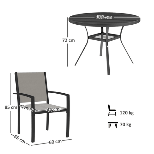 Outsunny 5 Piece Garden Furniture Set with Round Table & 4 Stackable Chairs | Luxury Home Accessories | Heulog Glow