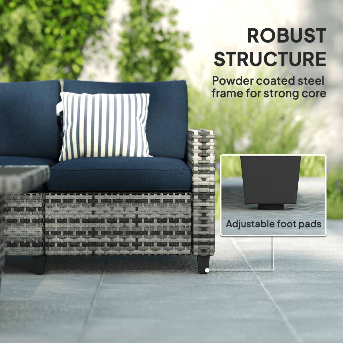Outsunny 5 Seater Wicker Outdoor Furniture Set for Balcony | Luxury Home Accessories | Heulog Glow