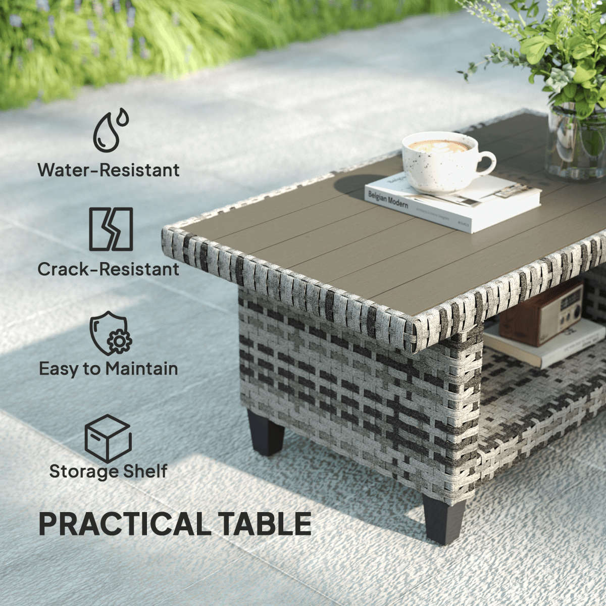 Outsunny 5 Seater Wicker Outdoor Furniture Set for Balcony | Luxury Home Accessories | Heulog Glow